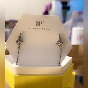 Elegant Silver Earrings with Pink Accents